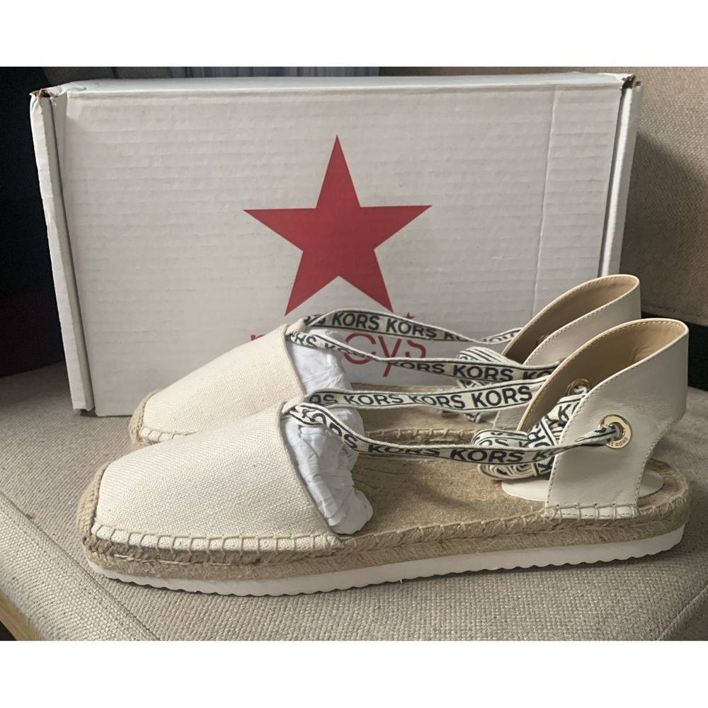 MICHAEL Michael Kors Womens Yara Beige Espadrilles 11M Ankle Straps Shoe Logo - Picture 4 of 7